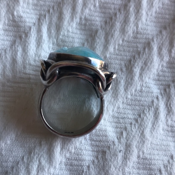 Blue round Druzy set in Sterling Silver.   Size 6.5 - Picture 3 of 7